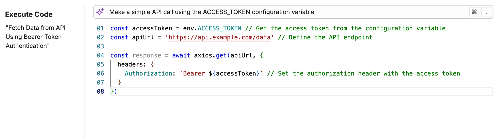 Access configuration variable in an Execute Code Card